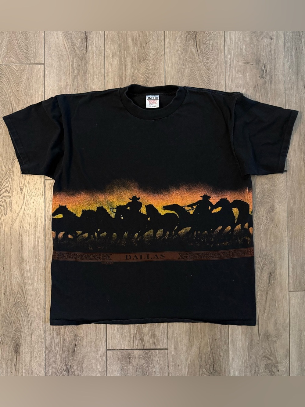 Vintage 90s Oneita San Segal T Shirt Mens XL Dallas Cowboy Western Wraparound TX